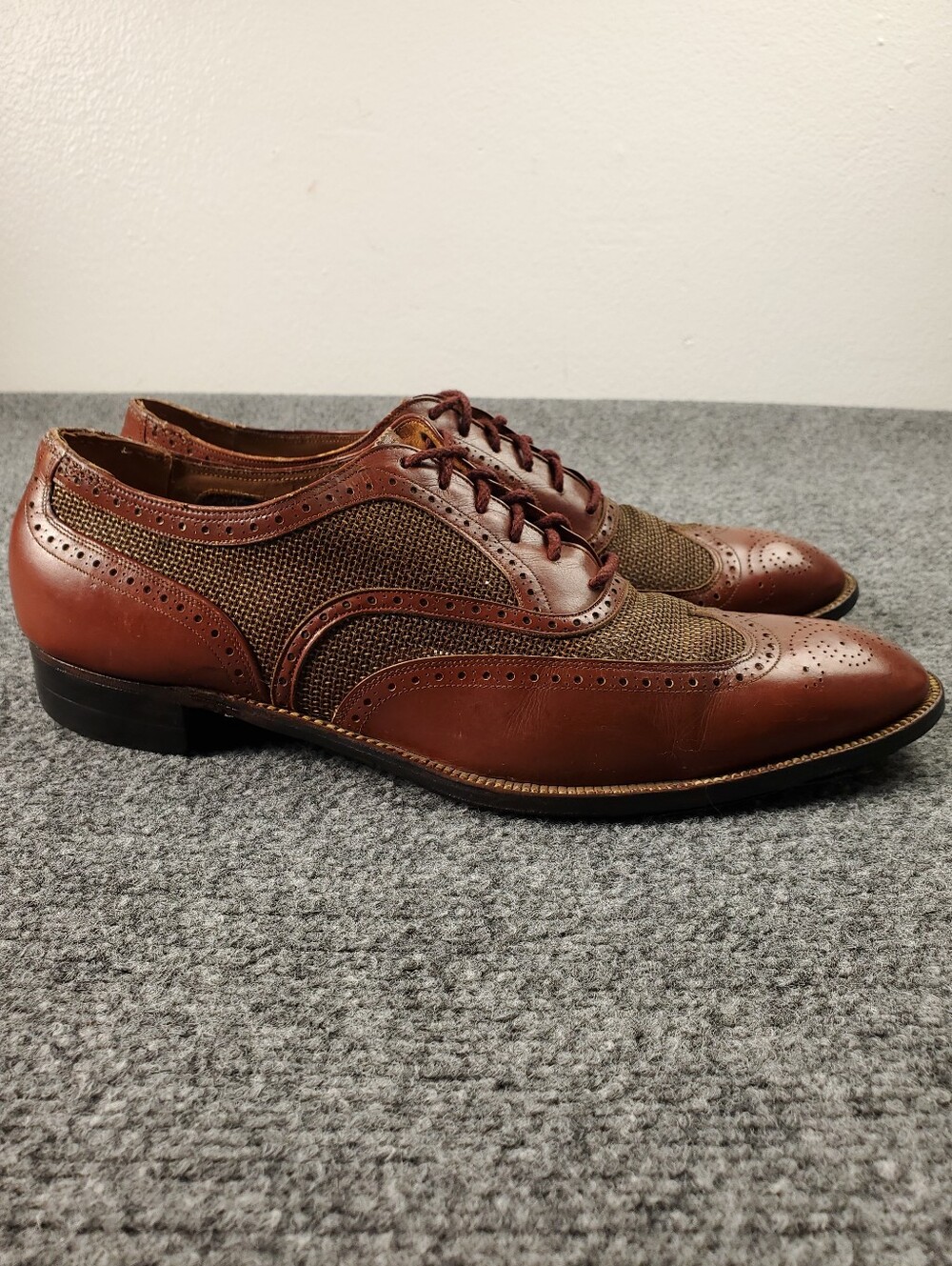 Vintage 30s Florsheim Ventilated Nylon Mesh Spectator Oxford Shoes Mens 11 C